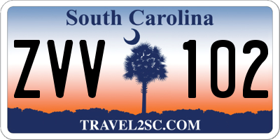 SC license plate ZVV102