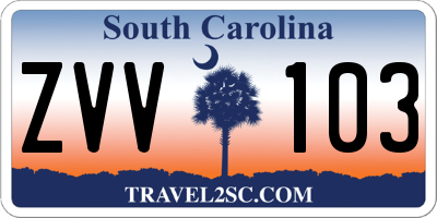 SC license plate ZVV103