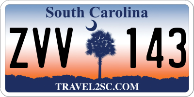 SC license plate ZVV143