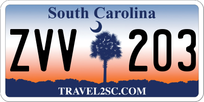 SC license plate ZVV203