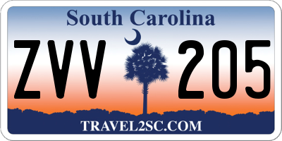 SC license plate ZVV205