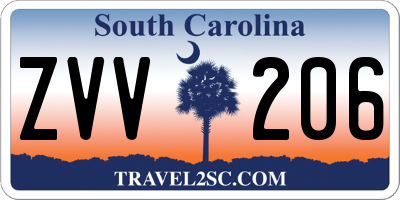 SC license plate ZVV206