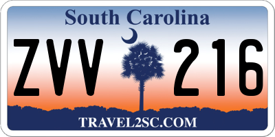 SC license plate ZVV216