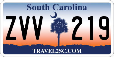 SC license plate ZVV219