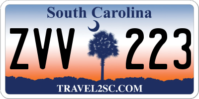 SC license plate ZVV223