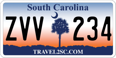 SC license plate ZVV234