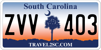 SC license plate ZVV403