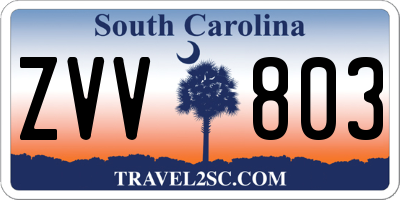 SC license plate ZVV803