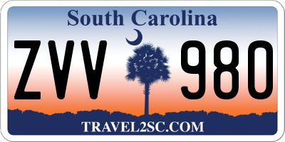 SC license plate ZVV980