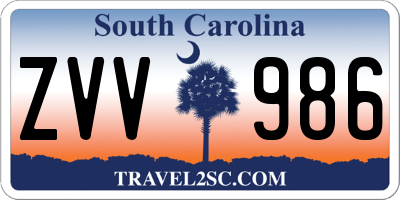 SC license plate ZVV986