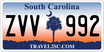 SC license plate ZVV992