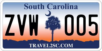 SC license plate ZVW005