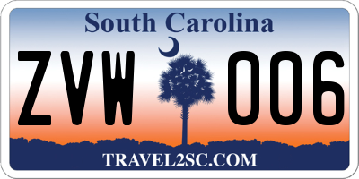 SC license plate ZVW006