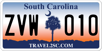 SC license plate ZVW010