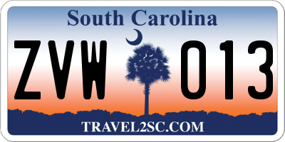 SC license plate ZVW013