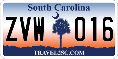SC license plate ZVW016