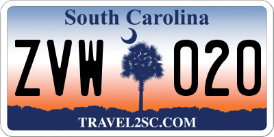 SC license plate ZVW020