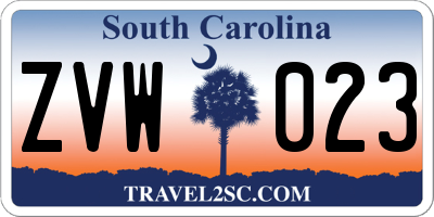 SC license plate ZVW023