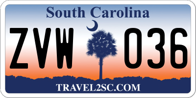 SC license plate ZVW036