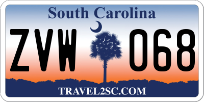 SC license plate ZVW068