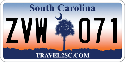 SC license plate ZVW071