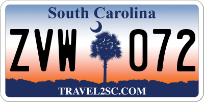 SC license plate ZVW072