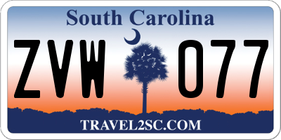 SC license plate ZVW077