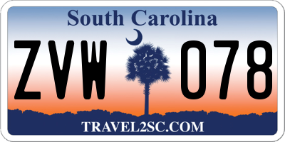 SC license plate ZVW078