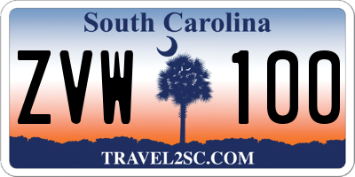 SC license plate ZVW100