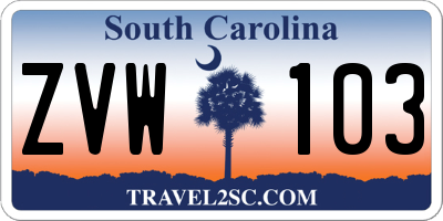 SC license plate ZVW103