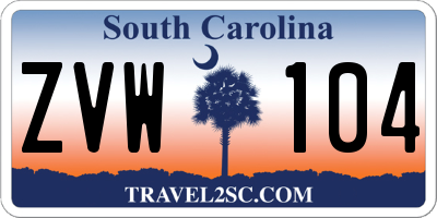 SC license plate ZVW104