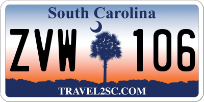 SC license plate ZVW106