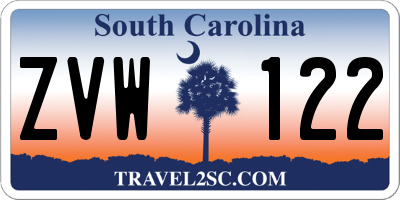 SC license plate ZVW122