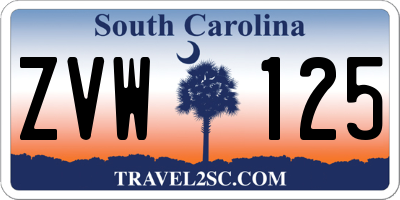 SC license plate ZVW125