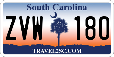SC license plate ZVW180