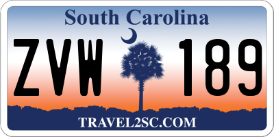 SC license plate ZVW189