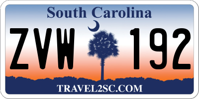 SC license plate ZVW192