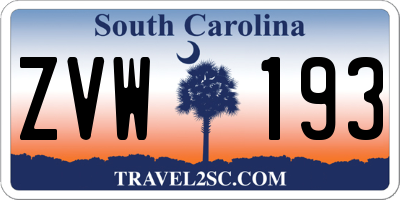 SC license plate ZVW193
