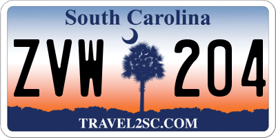 SC license plate ZVW204