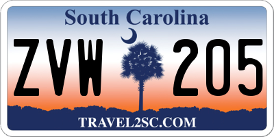 SC license plate ZVW205