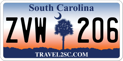 SC license plate ZVW206