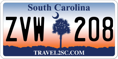 SC license plate ZVW208