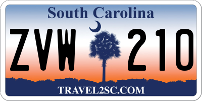 SC license plate ZVW210