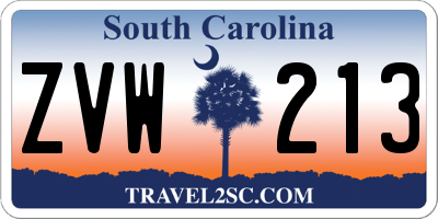 SC license plate ZVW213