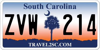 SC license plate ZVW214