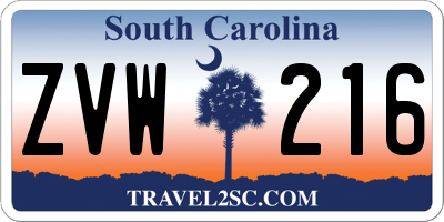 SC license plate ZVW216
