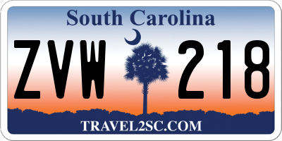 SC license plate ZVW218