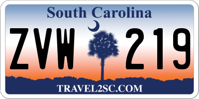 SC license plate ZVW219