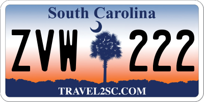SC license plate ZVW222