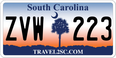 SC license plate ZVW223